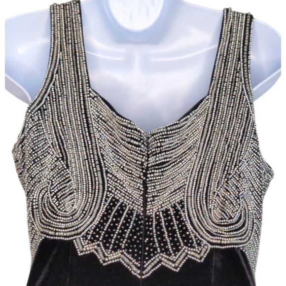 VTG Stenay Velvet Beaded Evening Gown 10 Old Hollywood Glam Formal Maxi Dress - Picture 4 of 6